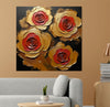 Embers in Bloom — Where Red Desire Meets Golden Grace Canvas Wall Art Stretched Frame Painting