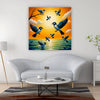 Wings of Dawn — Birds Awakening in Golden Light Canvas Wall Art Stretched Frame Painting