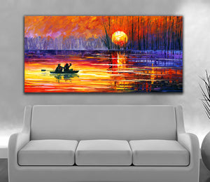 Radiant Sunset Fields Canvas wall art painting