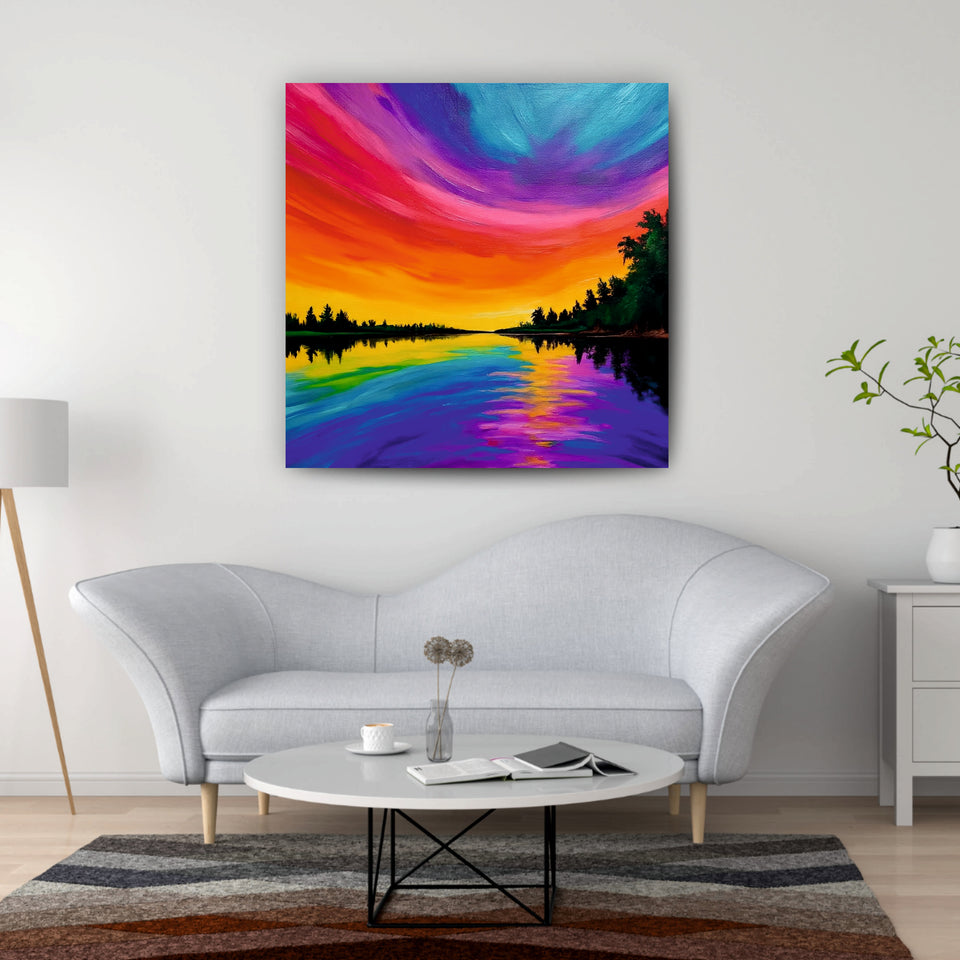 Colorful Horizon Canvas Wall Art Stretched Frame Painting