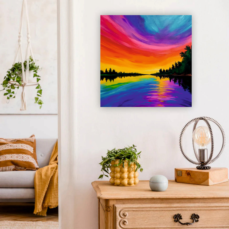 Colorful Horizon Canvas Wall Art Stretched Frame Painting