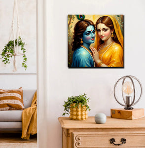 Divine Love – Radha Krishna Canvas Wall Art Stretched Frame Painitng