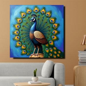 Royal Peacock – Symbol of Beauty & Grace Canvas Wall Art Stretched Frame Painting