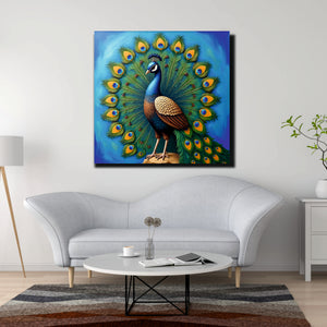 Royal Peacock – Symbol of Beauty & Grace Canvas Wall Art Stretched Frame Painting