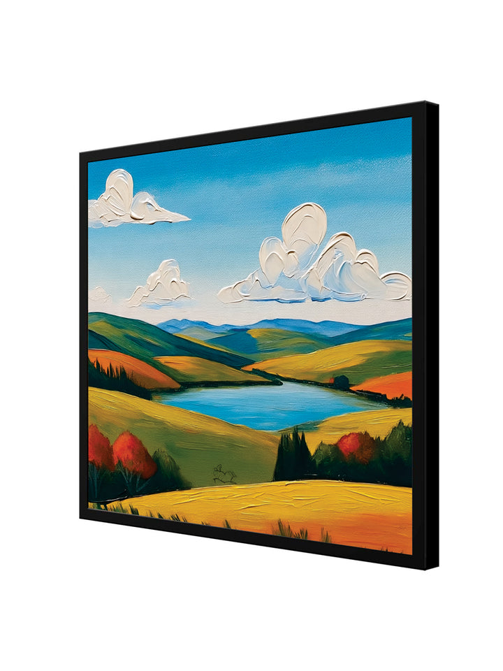 Golden Valley Canvas Wall Art Black Frame painting