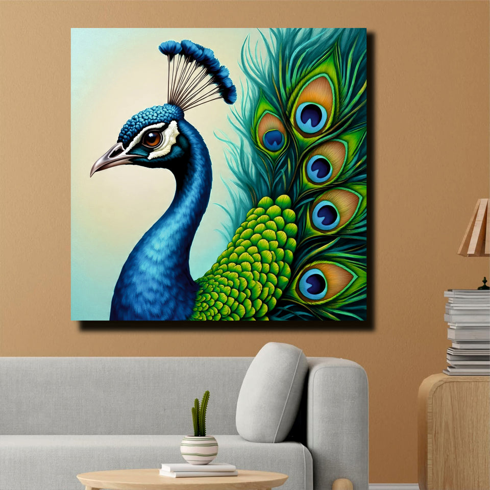 Majestic Beauty – Peacock Canvas Wall Art Stretched Frame Painting