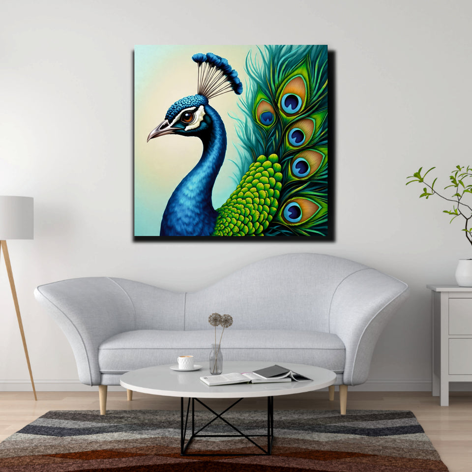 Majestic Beauty – Peacock Canvas Wall Art Stretched Frame Painting