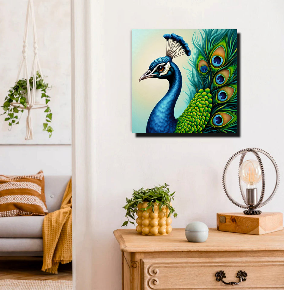 Majestic Beauty – Peacock Canvas Wall Art Stretched Frame Painting