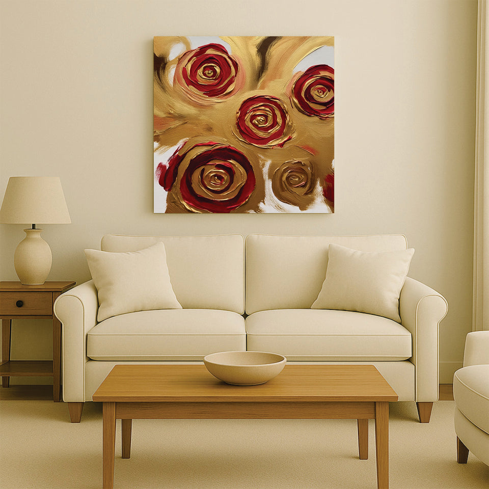 Royal Radiance — A Vision of Love Wreathed in Gold Stretched Frame