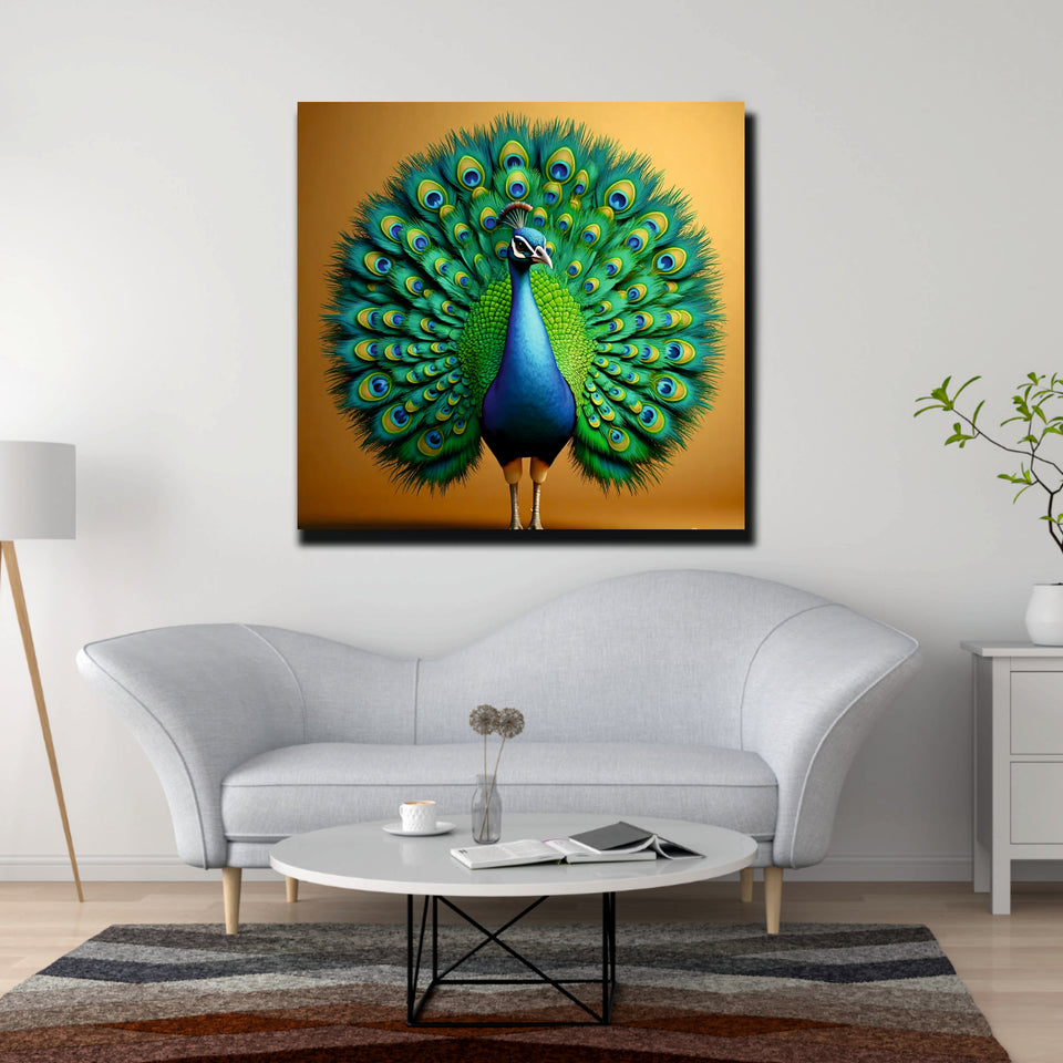 Elegance on Canvas – Majestic Peacock Art Canvas Wall Art Stretched Frame Painting