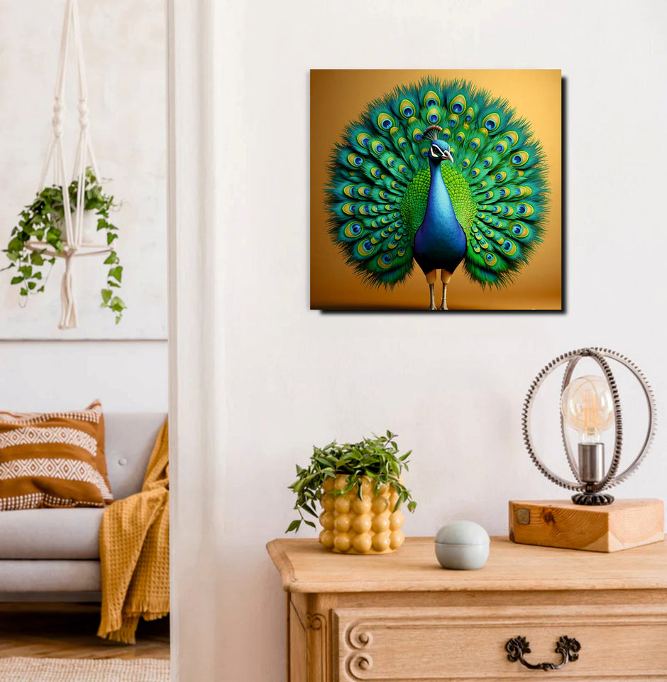 Elegance on Canvas – Majestic Peacock Art Canvas Wall Art Stretched Frame Painting