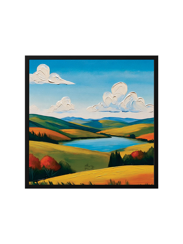 Golden Valley Canvas Wall Art Black Frame painting