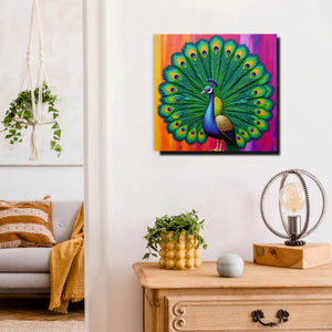 Nature’s Royal Beauty – Peacock Painting Canvas Wall Art Stretched Frame Painting