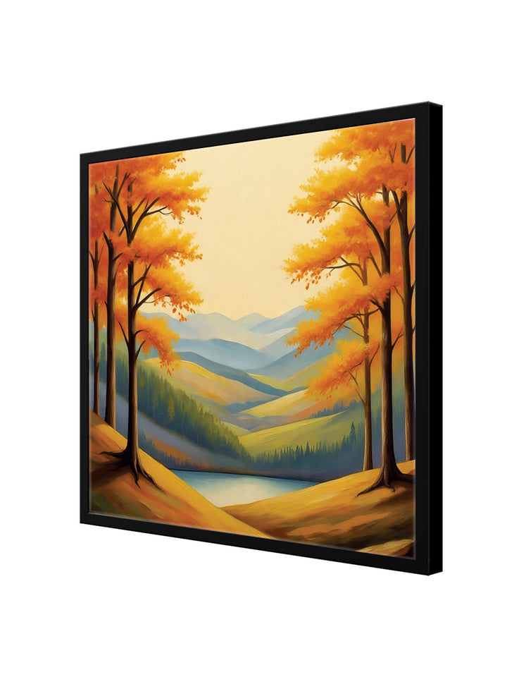 Evergreen Escape – Living Room Canvas Wall Art Black Frame Painting
