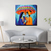 Radha Krishna in Rain – Eternal Love Canvas Wall Art Stretched Frame Painting