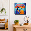 Radha Krishna in Rain – Eternal Love Canvas Wall Art Stretched Frame Painting