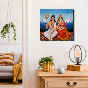 Blessings of Lord Shiva & Maa Parvati – Spiritual Décor Canvas Wall  Art Stretched Frame Painting