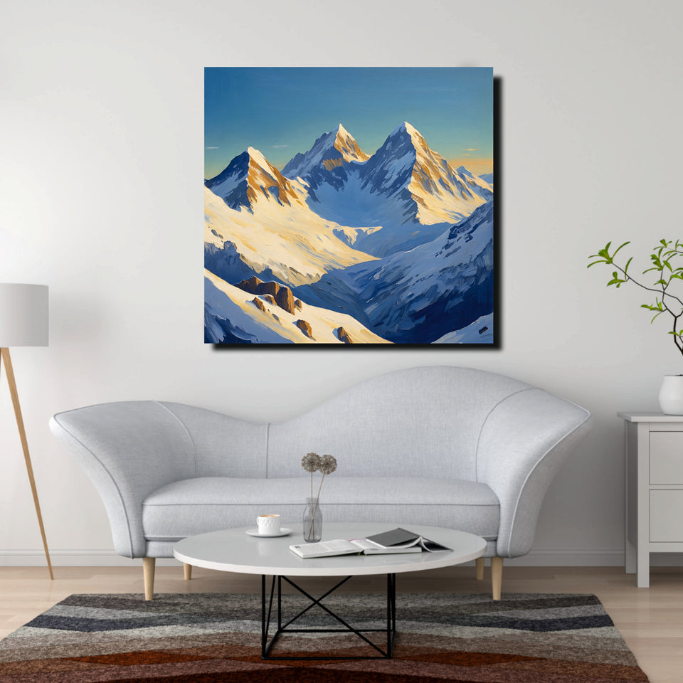 Serenity in the Peaks – Premium Mountain Canvas Wall Art Stretched Frame Painting
