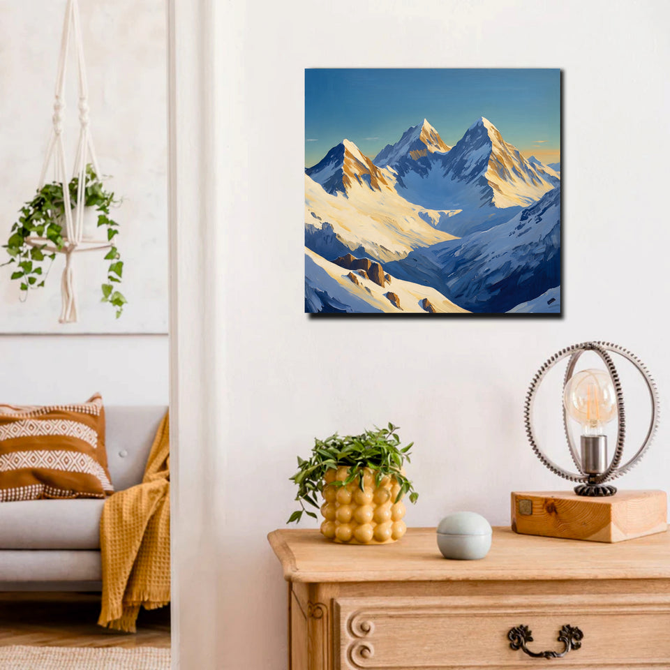 Serenity in the Peaks – Premium Mountain Canvas Wall Art Stretched Frame Painting