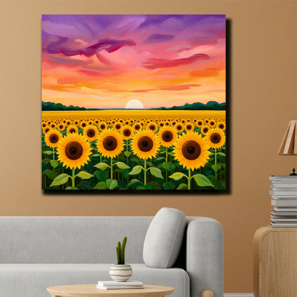Sunset Bloom Studio Canvas Wall art Stretched Frame painting