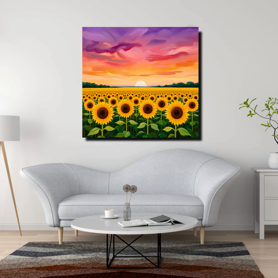 Sunset Bloom Studio Canvas Wall art Stretched Frame painting