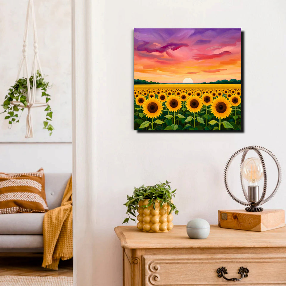 Sunset Bloom Studio Canvas Wall art Stretched Frame painting