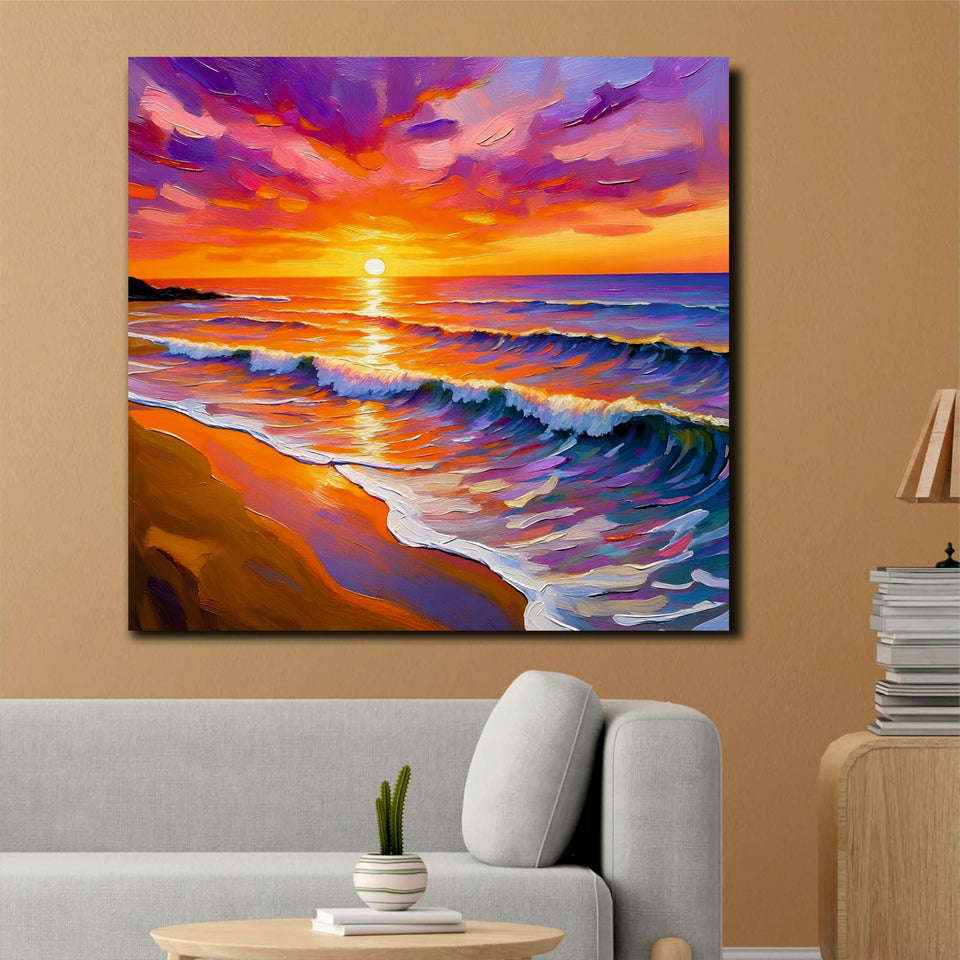 Sun & Serenity Canvas Wall Art Stretched Frame Painting