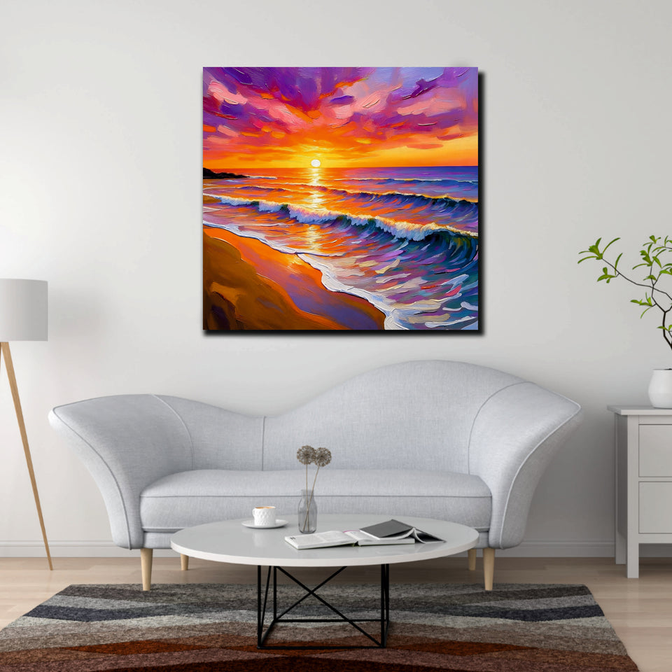 Sun & Serenity Canvas Wall Art Stretched Frame Painting