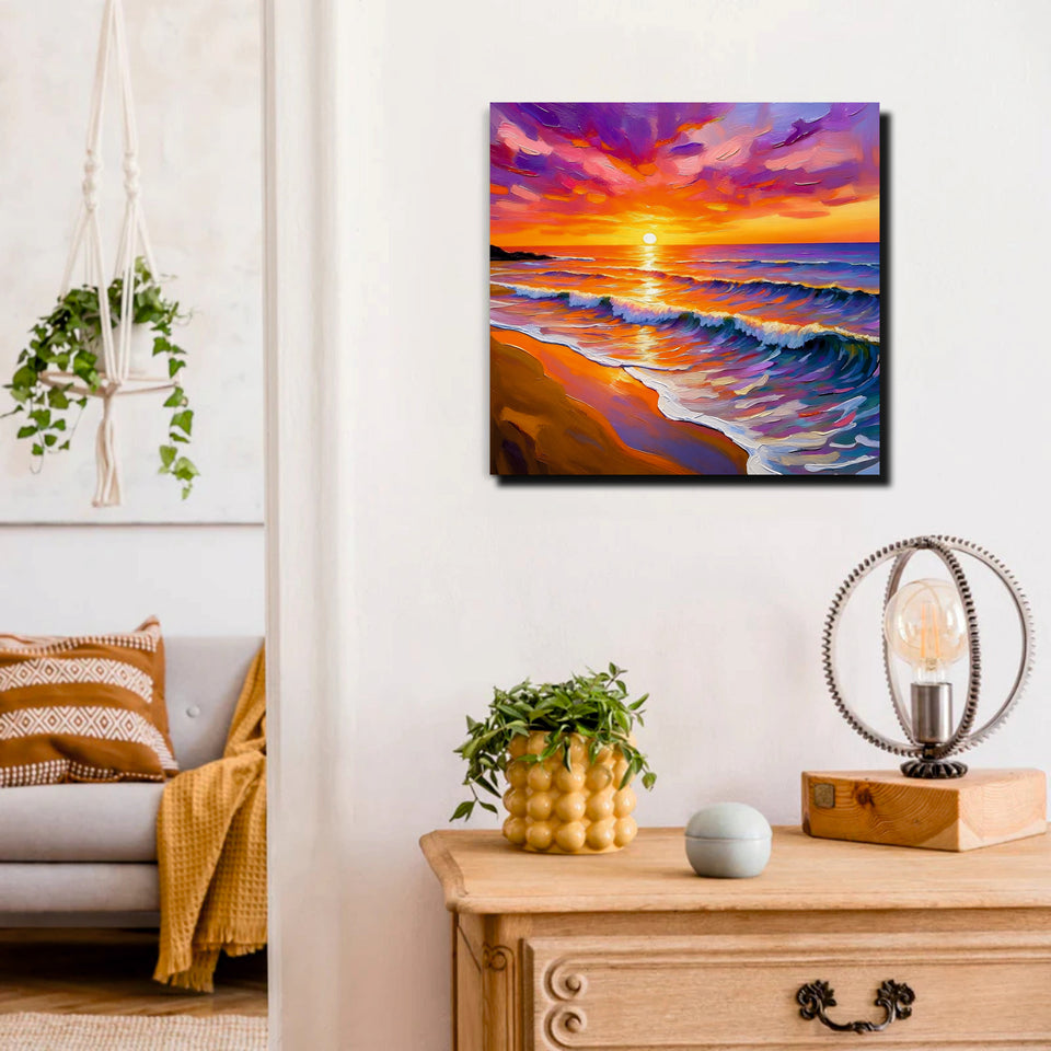 Sun & Serenity Canvas Wall Art Stretched Frame Painting