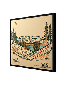 Modern Horizon Digital Canvas Black Frame – Minimal Landscape Wall Décor
