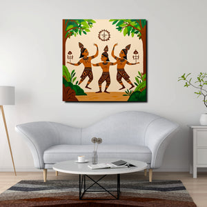 Handwoven Heritage Canvas Wall Art Stretched Frame Painting
