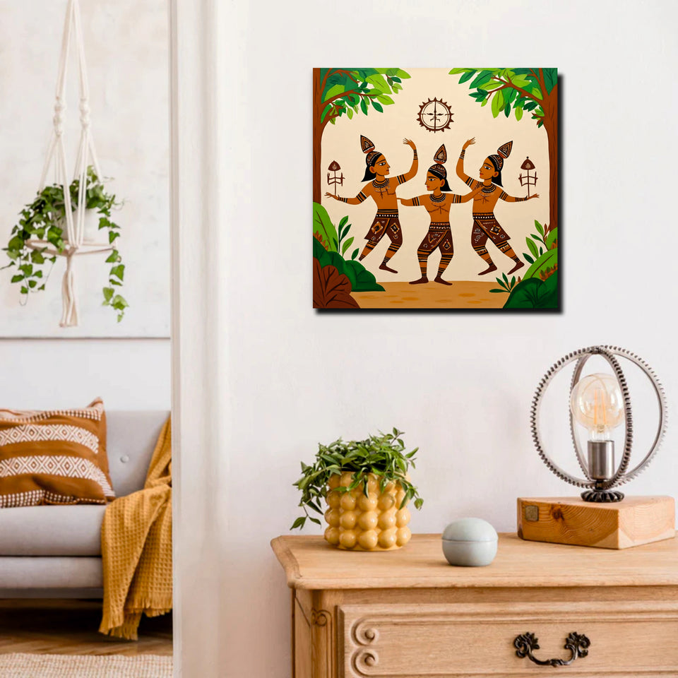 Handwoven Heritage Canvas Wall Art Stretched Frame Painting