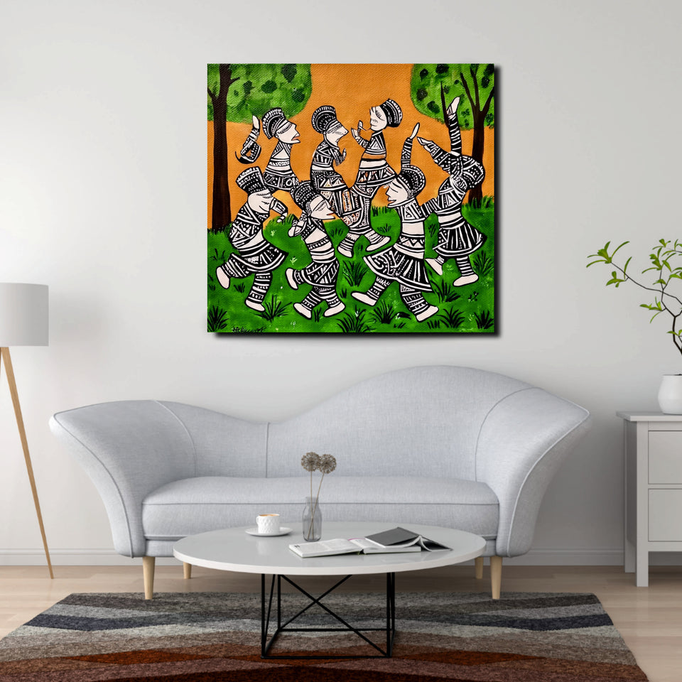 Whispers of the Forest Tribe canvas Wall Art Stretched Frame Painting