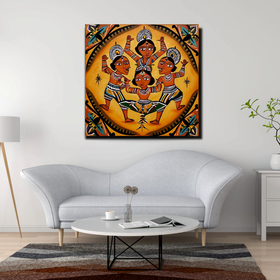 The Dancing Ancestors Canvas Wall Art Stretched Frame Painting