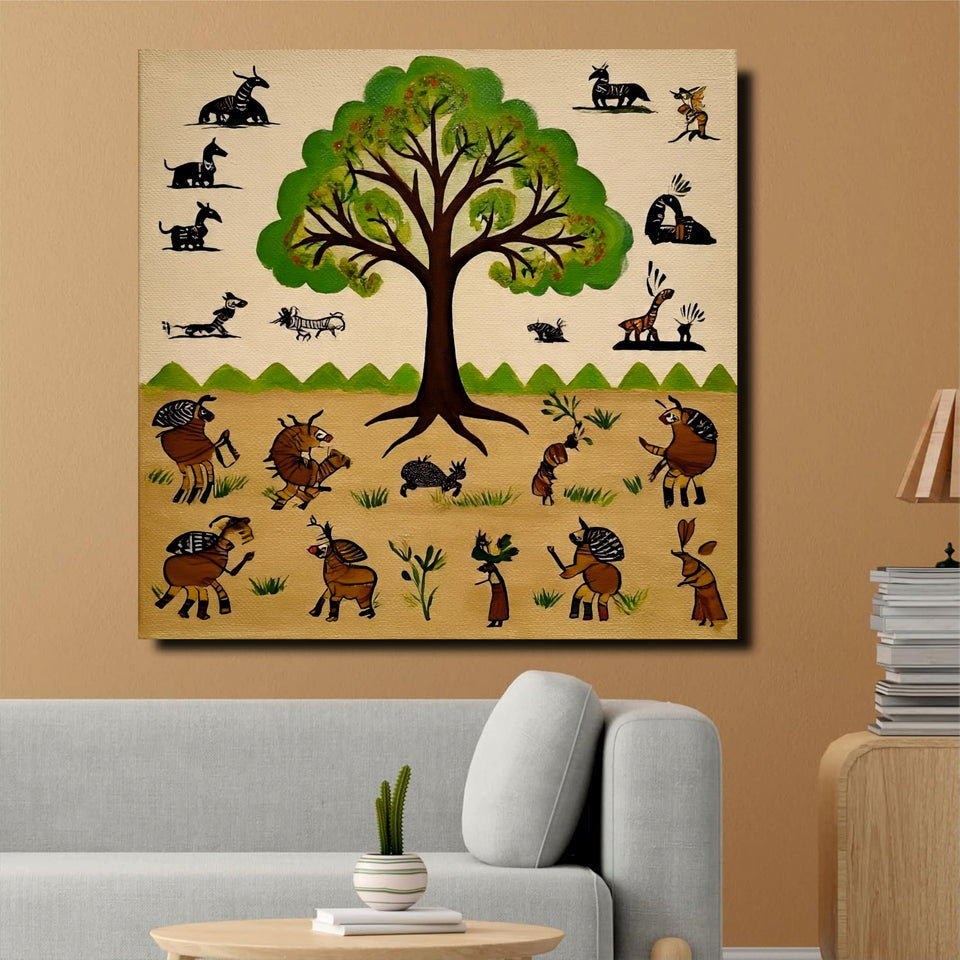 Tree of Traditions Canvas Wall Art Stretched Frame Painting