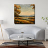 Sunrise Over Hills Canvas Stretched Frame Painting – Scenic Landscape Wall Art