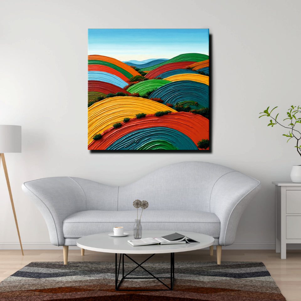 Geometric Nature-Inspired Canvas Stretched Frame – Modern Wall Art for Home & Office