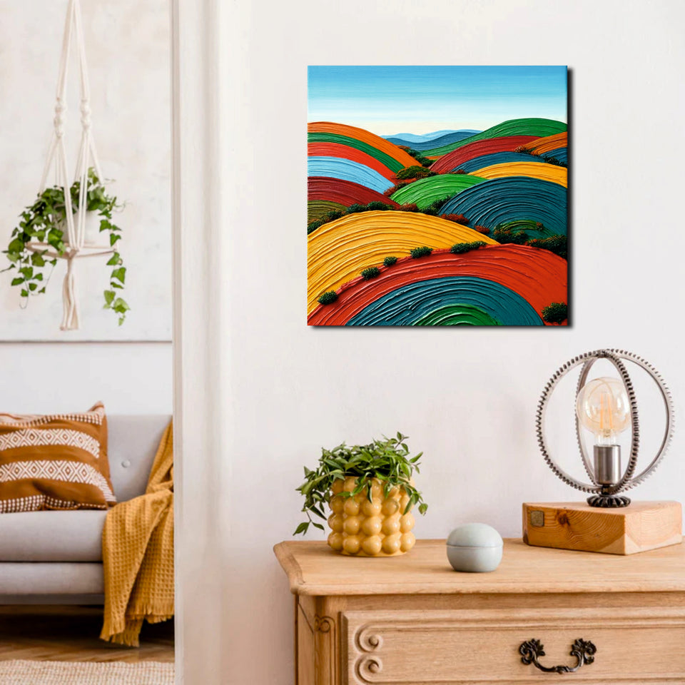 Geometric Nature-Inspired Canvas Stretched Frame – Modern Wall Art for Home & Office