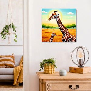Charming Giraffe Canvas Wall Art Stretched Frame Painting