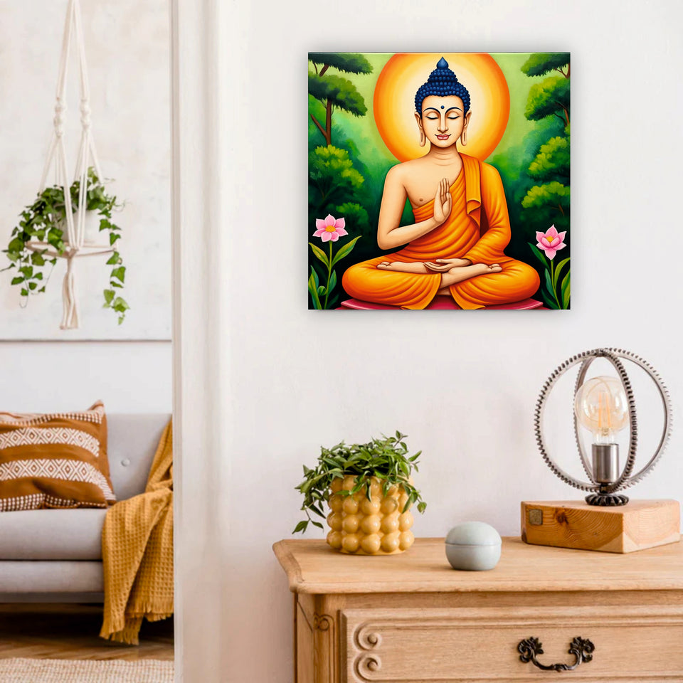 Illuminated Stillness — Where Flame Meets Serenity Canvas Wall Art Stretched Frame Painting