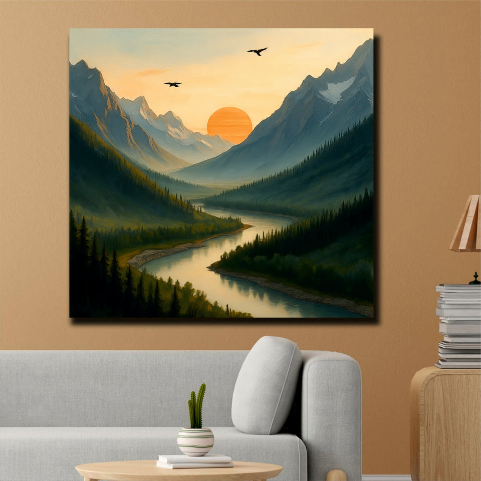 Sunset Valley Studio Canvas Wall Art Stretched Frame Painting