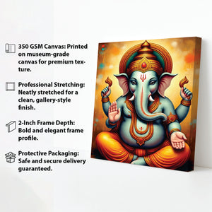 Grace Personified — Ganesha’s Presence Brings Peace and Prosperity Canvas Wall Art Stretched Frame Painting
