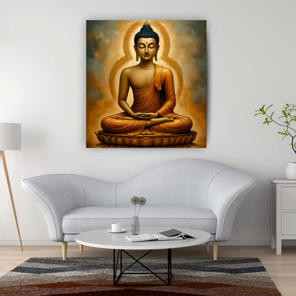Flame of Wisdom in Quiet Reflection Canvas Wall Art Stretched Frame Painting