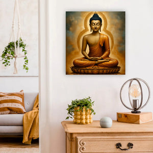Flame of Wisdom in Quiet Reflection Canvas Wall Art Stretched Frame Painting