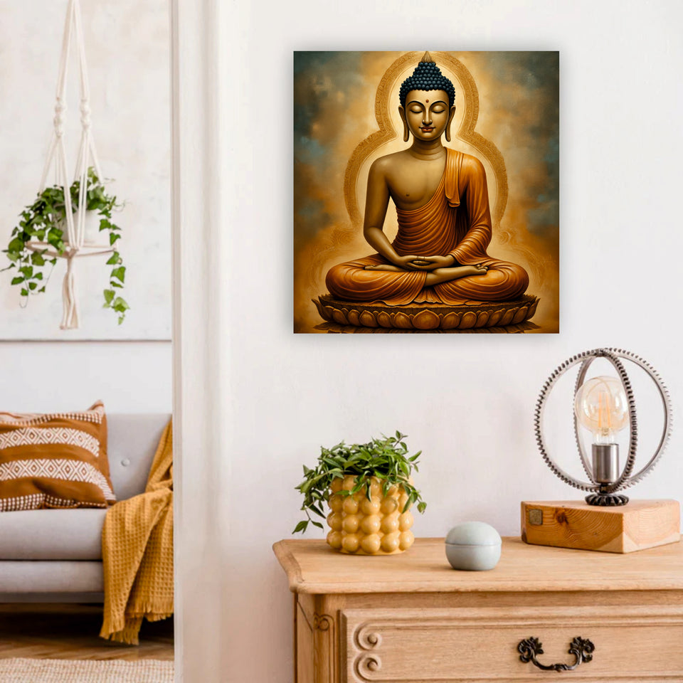 Flame of Wisdom in Quiet Reflection Canvas Wall Art Stretched Frame Painting