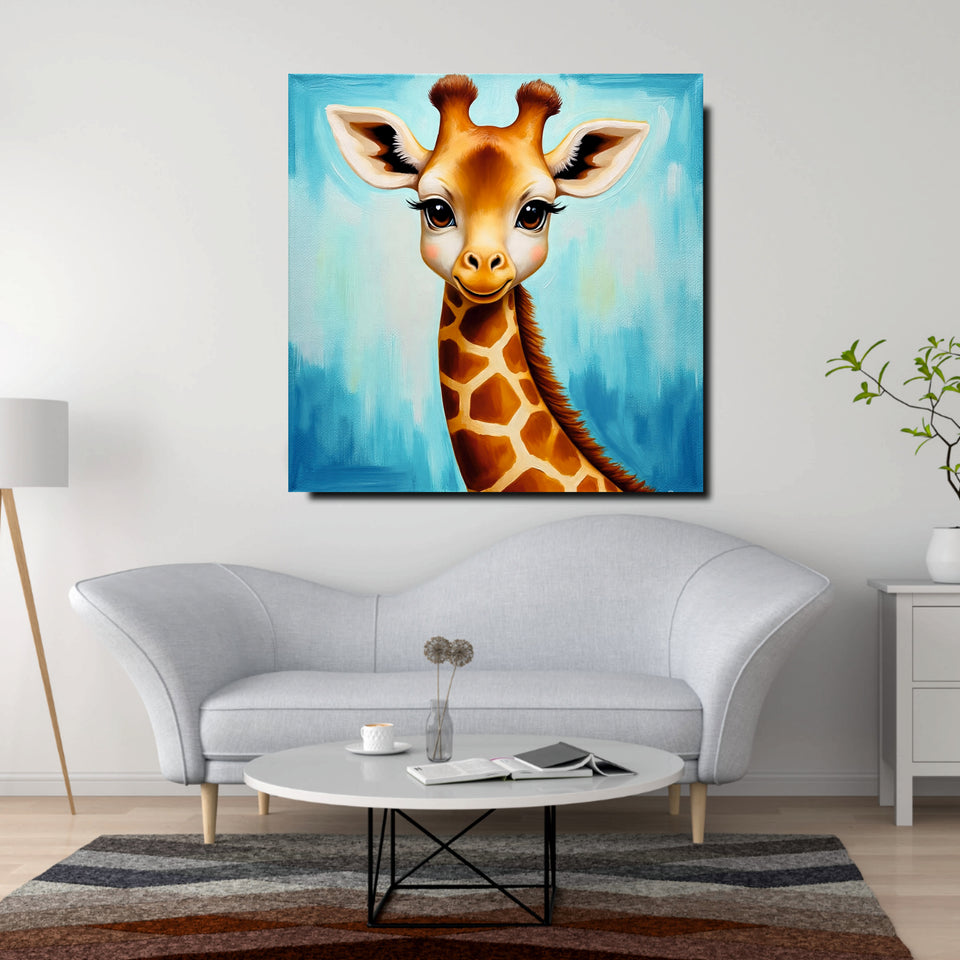 Cute Giraffe Canvas Wall Art Stretched Frame Painting