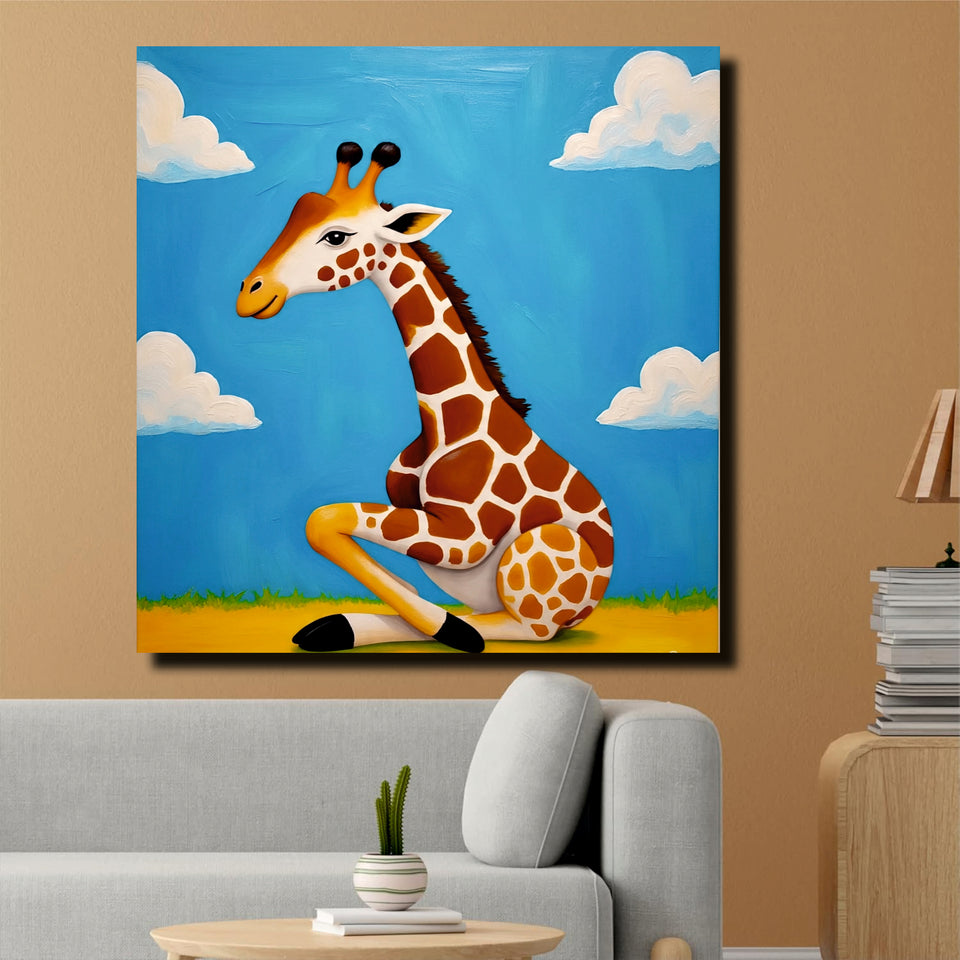 Adorable Giraffe Canvas Wall Art Stretched Frame Painting