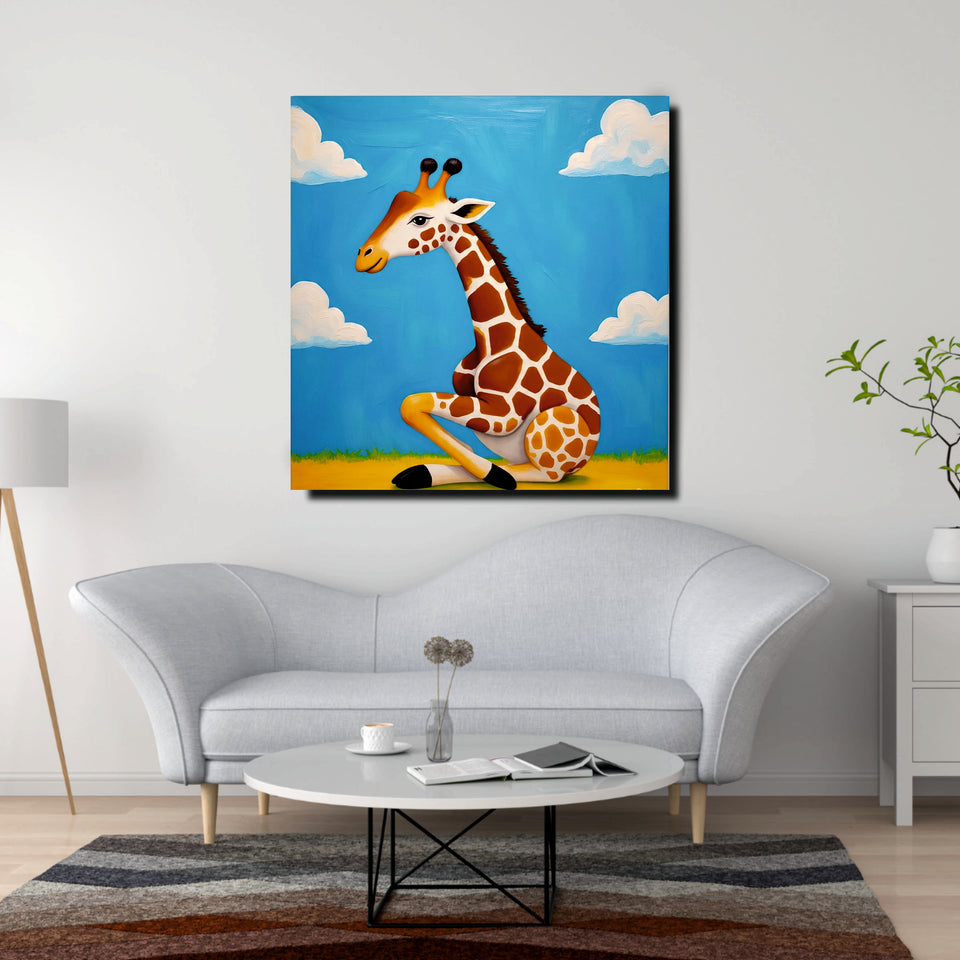 Adorable Giraffe Canvas Wall Art Stretched Frame Painting