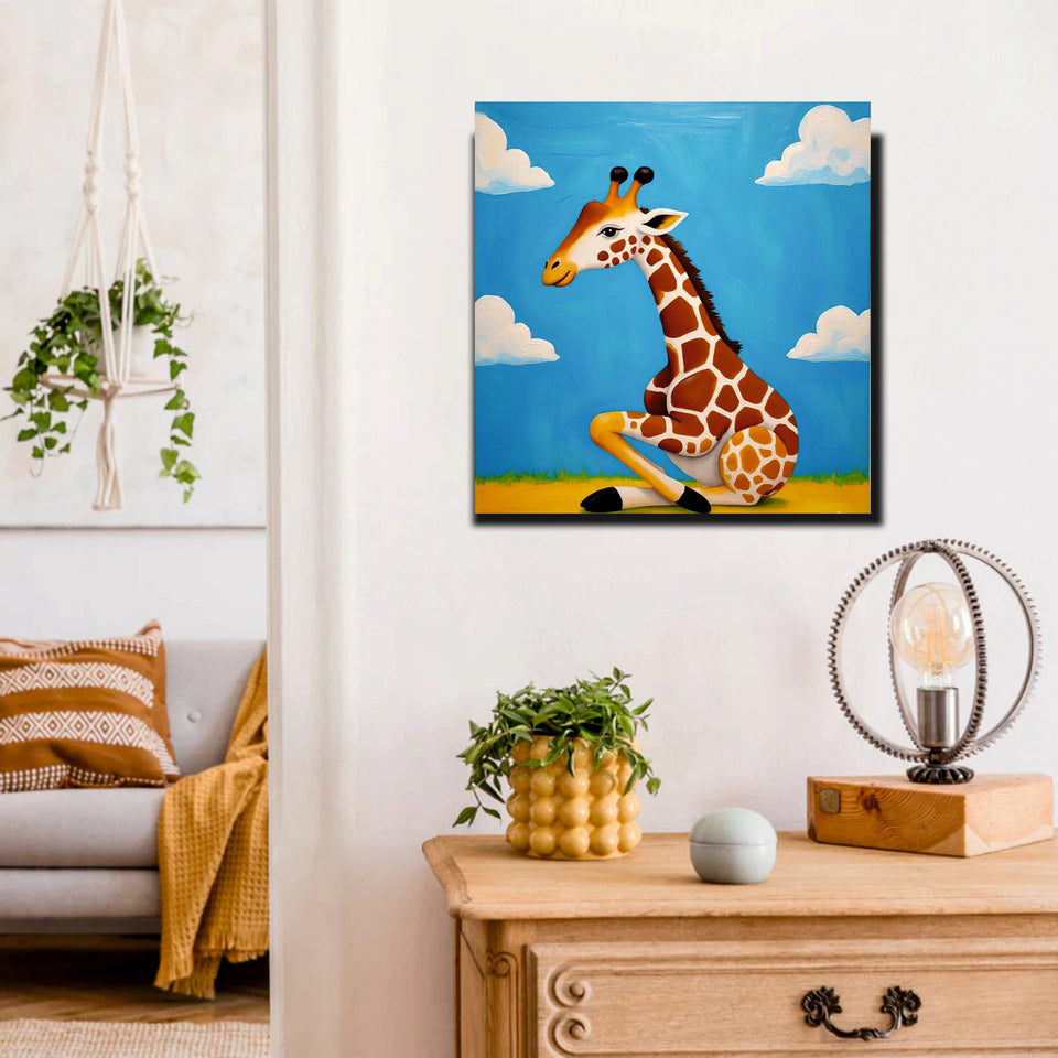 Adorable Giraffe Canvas Wall Art Stretched Frame Painting