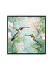 Blissful Hummingbirds – Hand-Painted Floral Canvas Wall Art Black Frame Painting